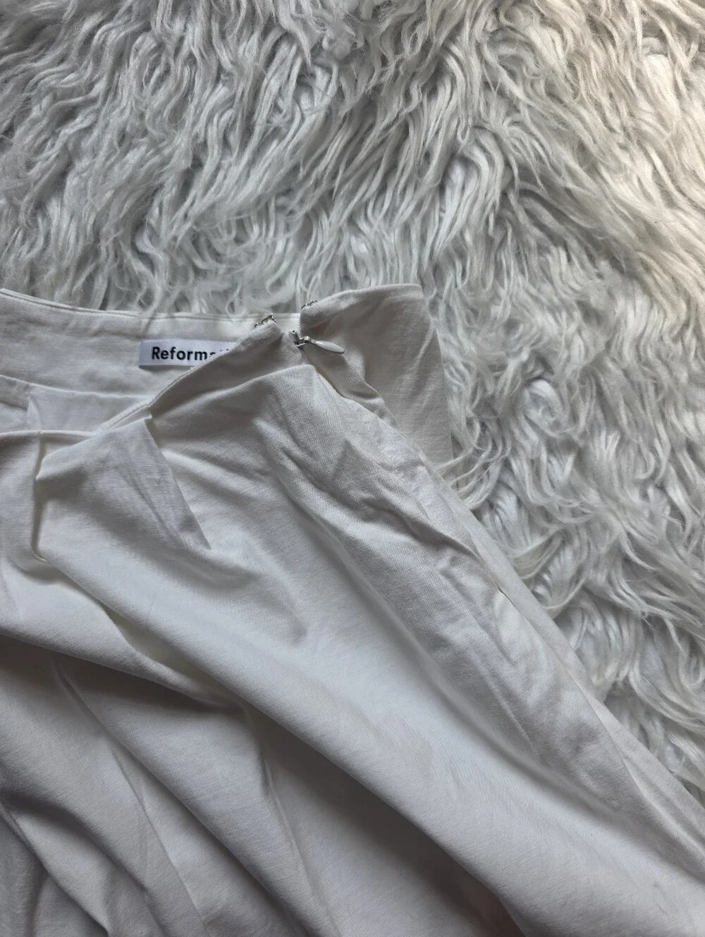 Reformation Linen Cream Pleated Skater Skirt